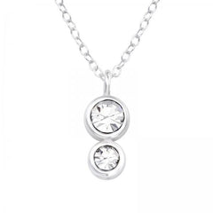 Silver Crystal Drop Necklace