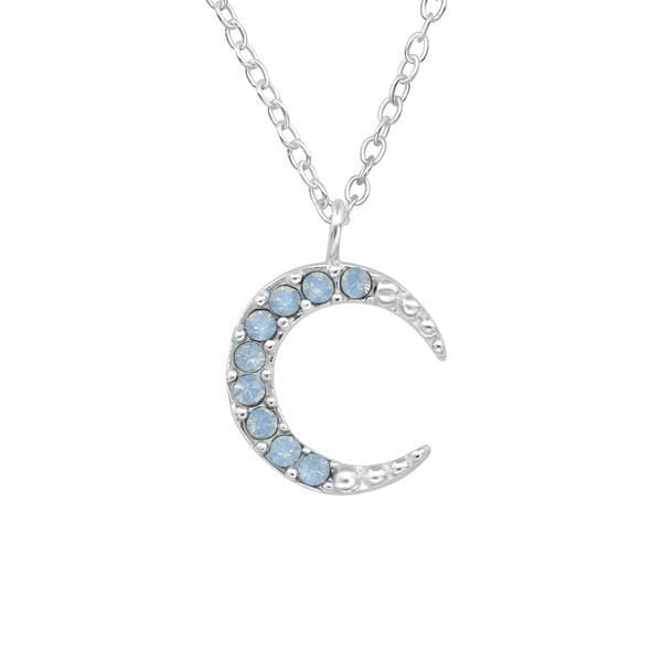 Silver Moon Necklace with Swarovski Crystals