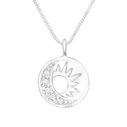 Silver Moon and Sun Necklace