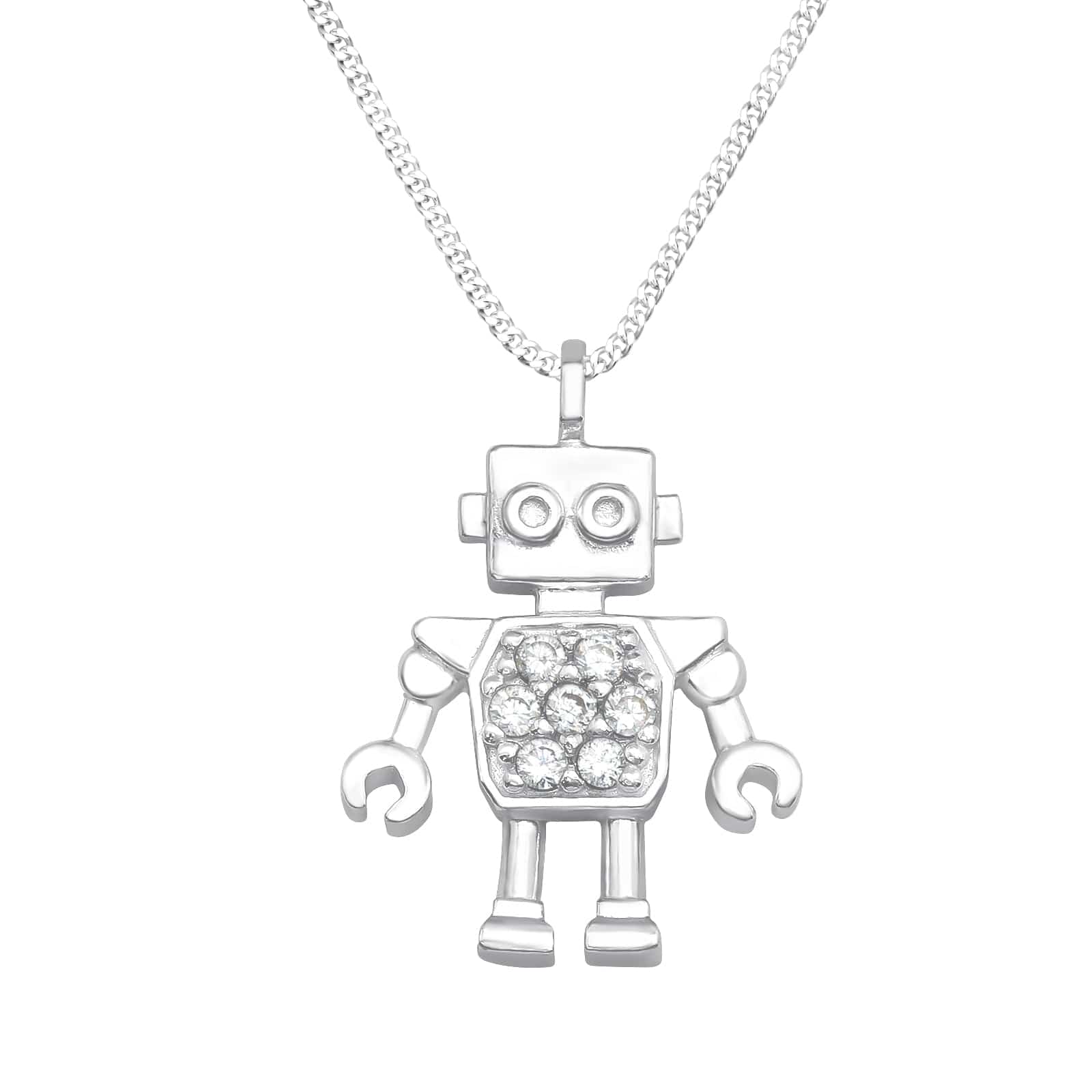 Silver Robot Necklace