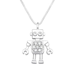 Silver Robot Necklace