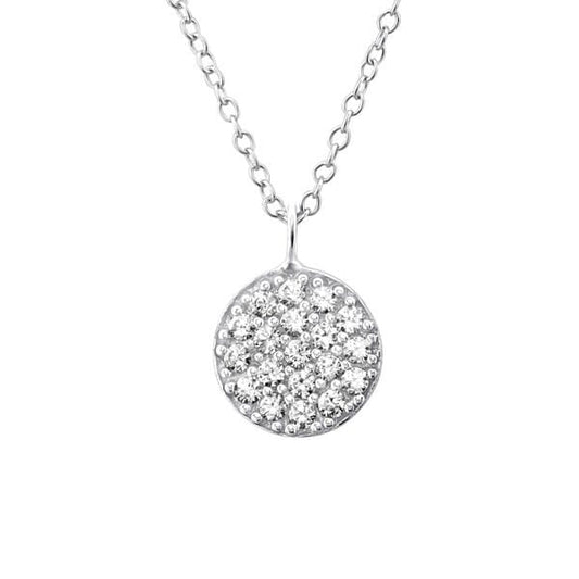 Silver Round Necklace CZ