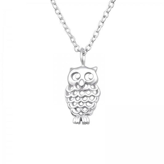 Silver Owl Pendant Necklace