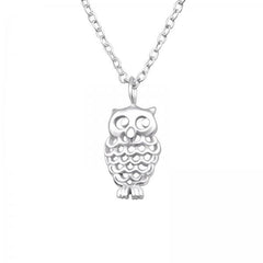 Silver Owl Pendant Necklace