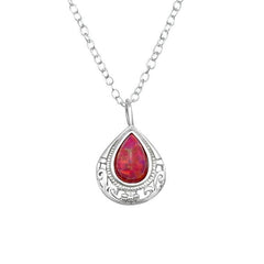 Silver Opal Pear Necklace