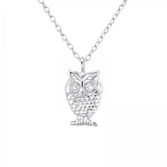 Silver Owl Pendant Necklace