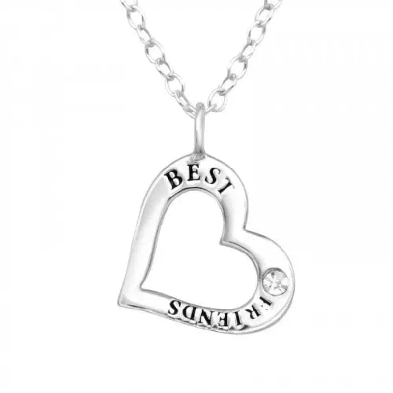 Silver Heart Necklace with Crystal