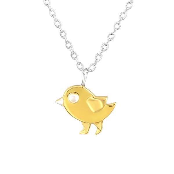 Silver Gold Bird Necklace
