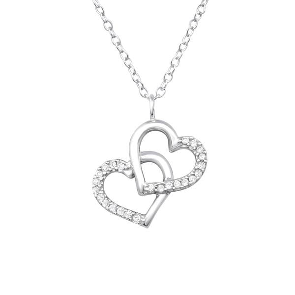 Silver Heart Necklace with CZ
