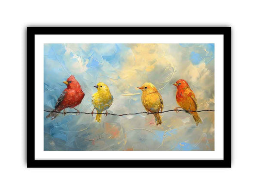 Birds painting on wire