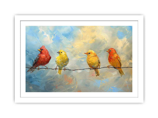 Birds painting on wire