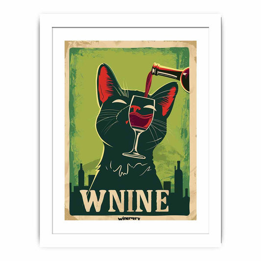 Cat red wine Framed Print