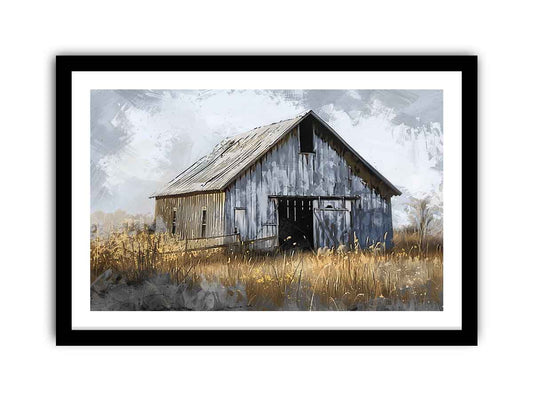 White Barn Framed Print