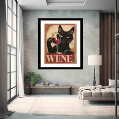 Vintage cat & wine