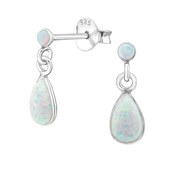 Sterling Silver Fire Snow	 Opal Ear Studs