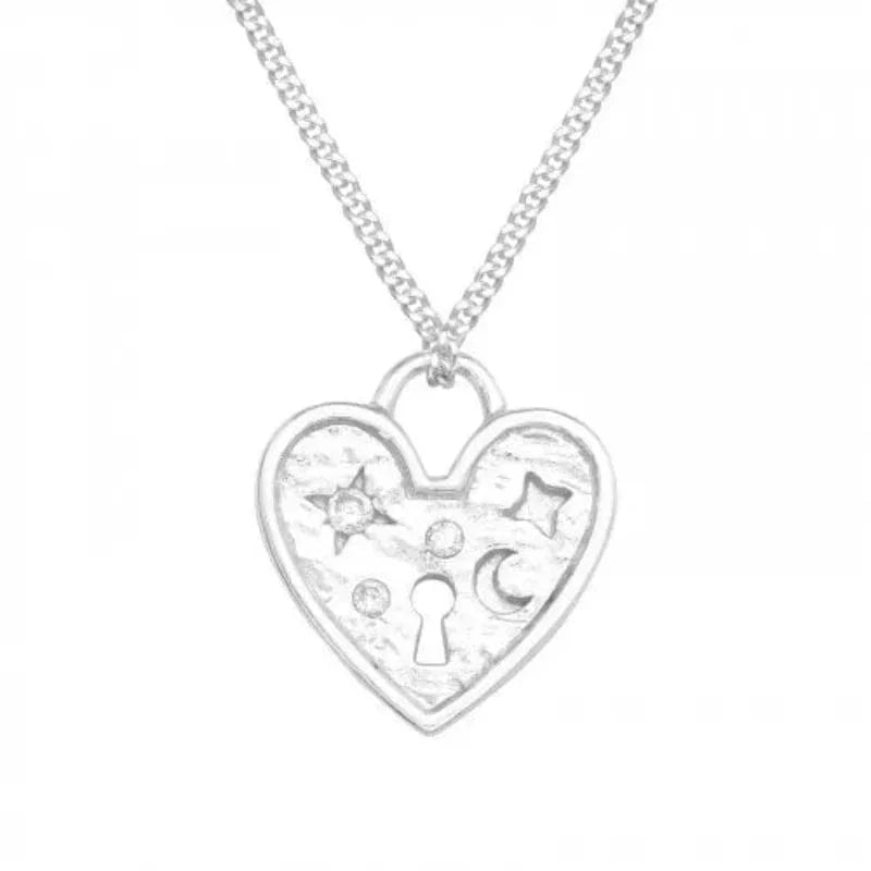 Silver Heart Necklace with Cubic Zirconia