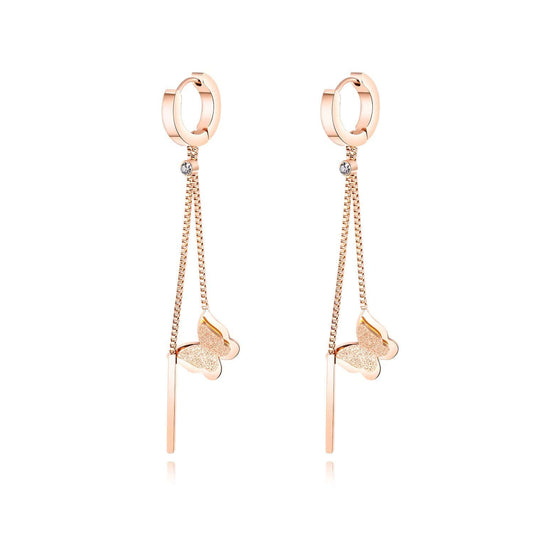 Rose Gold Tassel Drop Earrings