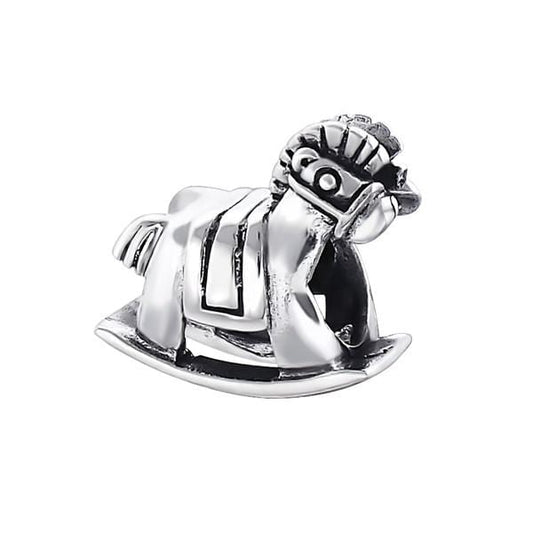 Silver Rocking Horse Charm Bead