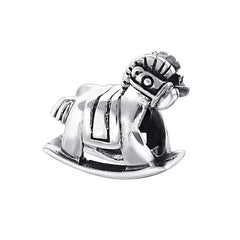 Silver Rocking Horse Charm Bead