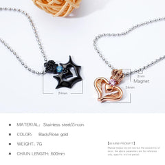 Stainless Steel King Queen Couple Necklace