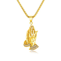 Stainless Steel Praying Hands Necklace