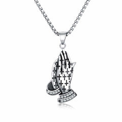 Stainless Steel Praying Hands Necklace