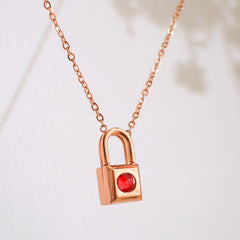 Rose Gold Heart Creative Rotating Lock Chain Necklace