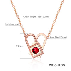 Rose Gold Heart Creative Rotating Lock Chain Necklace