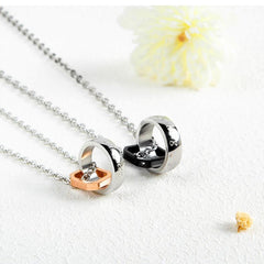 Stainless Steel Her King His Queen Couple Interlocking Necklace
