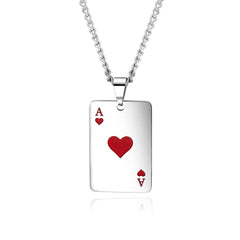 Stainless Steel Ace Card Necklace