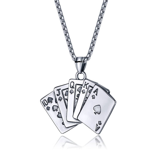 Stainless Steel Playing Cards Necklaces