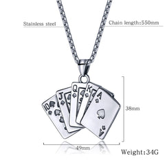 Stainless Steel Playing Cards Necklaces