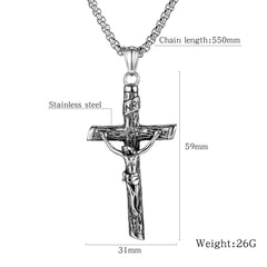 Stainless Steel Crucifix Cross Necklace