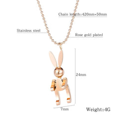 Stainless Steel Rose Gold Lucky Rabbit Necklace