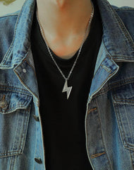 Stainless Steel Lightning Bolt Necklace