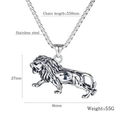 Stainless Steel Men'S Lion Necklace