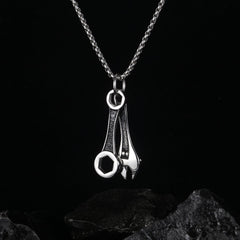 Stainless Steel Spanner Wrench Mens Biker Necklace