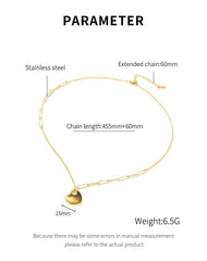Steel Gold Women Heart Choker Necklace
