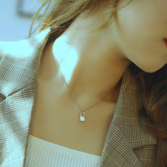 Steel Rose Gold Pearl Oysters Lock Necklace