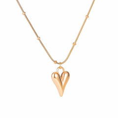 Steel Rose Gold 3D Heart Necklace