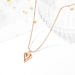 Steel Rose Gold 3D Heart Necklace