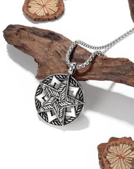 Stainless Steel Vintage Circle Round Necklace For Men