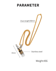 Stainless Steel Wine Bottle Skull Necklace