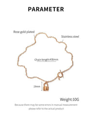 Womens Rose Gold T-Bar Lock Necklace