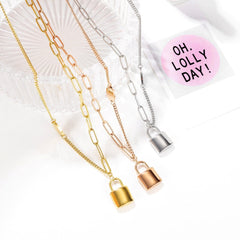 Stainless Steel Lock Chain Necklace