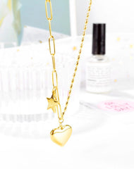 Stainless Steel Love Heart Chain Necklace