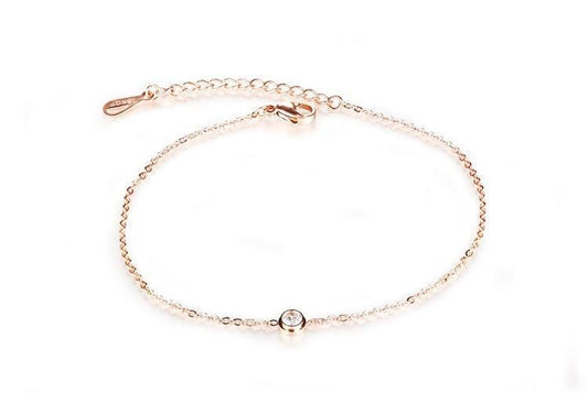 Stainless Steel Rose Gold CZ Anklet Bracelet