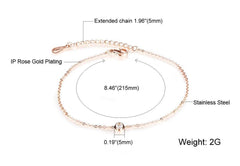 Stainless Steel Rose Gold CZ Anklet Bracelet
