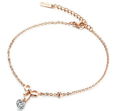 Steel Rose Gold Bow Anklet