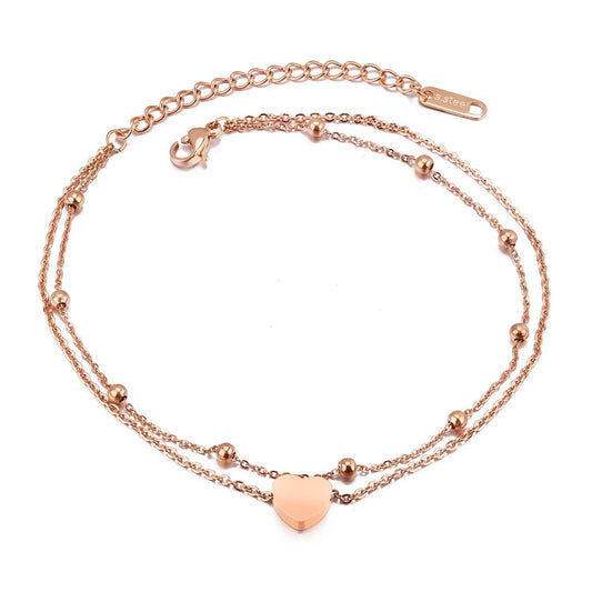 Stainless Steel Rose Gold Womens Anklets